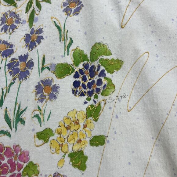 Fruit Of The Loom Vintage Single Stitch Floral Short Sleeve T-Shirt Size XL - Picture 3 of 8